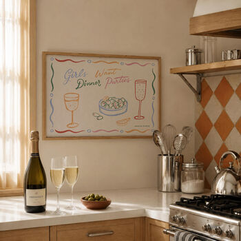Girls Want Dinner Parties Kitchen Art Print | Wall Art, 2 of 8