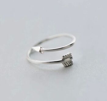 Silver Plated Shooting Arrow Midi Ring, 3 of 6