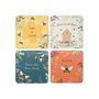 Set Of Four Bee Cork Coasters | Gift For Home, thumbnail 3 of 6
