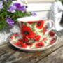 Large Cup And Saucer In Vibrant Red Poppy Design, thumbnail 2 of 8