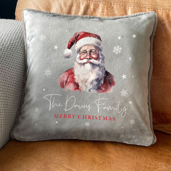 Personalised Any Message Traditional Santa Faux Fur Cuddle Cushion, 3 of 10
