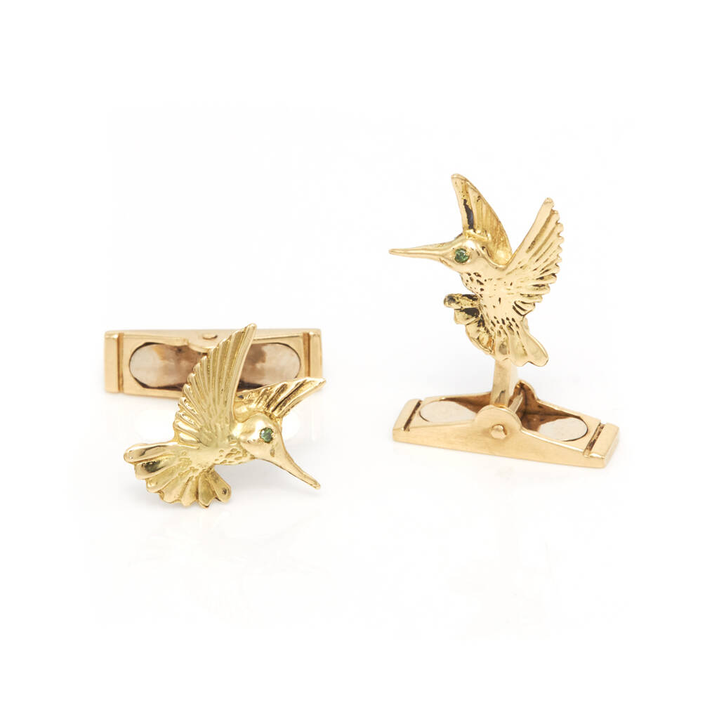 18ct Gold And Emerald Humming Bird Cufflinks