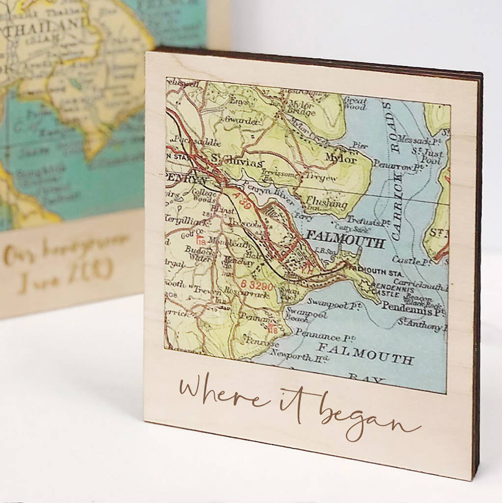 Personalised Map Plaque With Bespoke Text By Girl and Bird