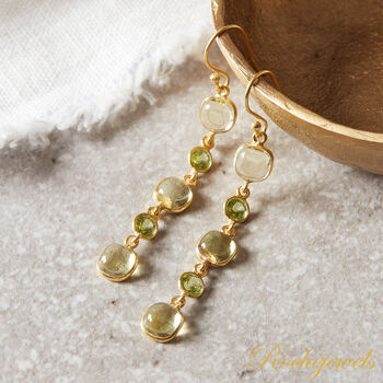 Lemon Quartz Long Drop Gold And Silver Earrings, 8 of 9