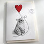 Cat With Heart Balloon Greeting Card, thumbnail 1 of 6