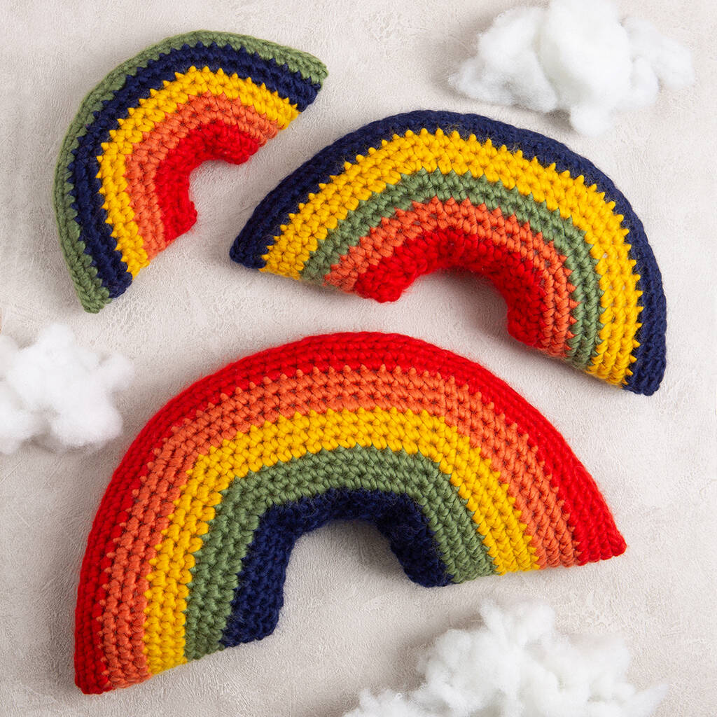 Bright Rainbow Cushion Set Crochet Kit, 1 of 8
