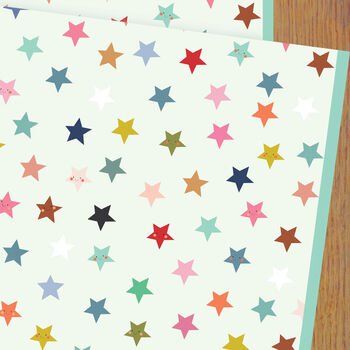 Smiley Stars Wrapping Paper Two Sheets, 3 of 5