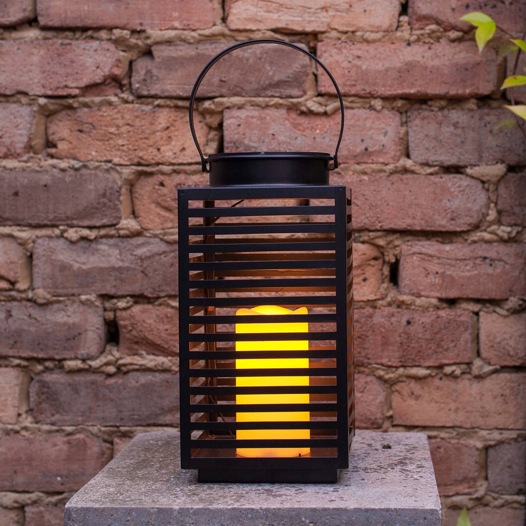 black metal solar candle lantern by lights4fun ...