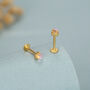 Sterling Silver Moonstone 16 G Flat Back Labret Earrings, thumbnail 6 of 10