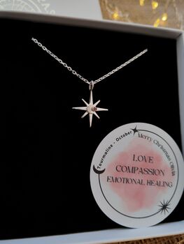 Handmade Sterling Silver North Star Birthstone Christmas Necklace: October's Birthstone, 3 of 12