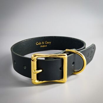 Personalised Dark Green Leather Dog Collar, 2 of 7