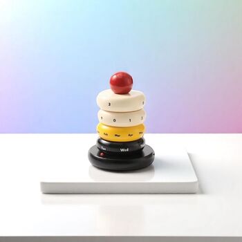 Scandinavian Style Rotating Wood Desk Calendar, 3 of 9
