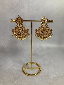 Gold Plated Kundan Indian Jewellery Set White, 4 of 4