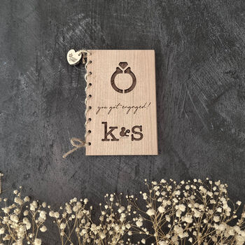 Personalised Wooden Engagement Card Modern Initials, 5 of 11