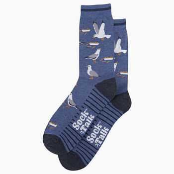 Men's Bamboo Socks Blue Thieving Seagulls, 3 of 6