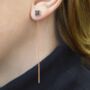 Labradorite Gold Threader Earrings, thumbnail 3 of 4