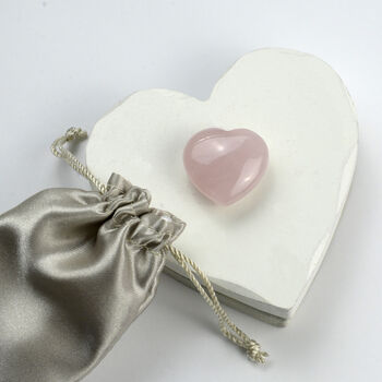 Love Pouch With Rose Quartz Heart And Silver Cupid, 3 of 4