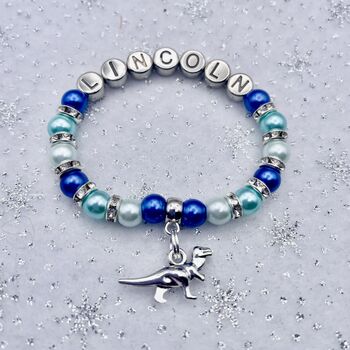 Personalised Dinosaur Bracelet, Boys Name Bracelet, 2 of 11