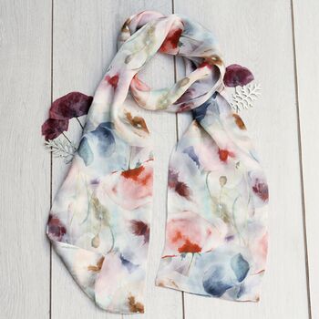 Poppies Double Sided Silk Scarf, 3 of 12