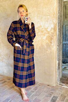 Dressing Gown In Check Brushed Cotton, 8 of 12