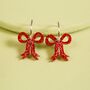 Red Bow Hoop Earrings Christmas Party Jewellery, thumbnail 1 of 5