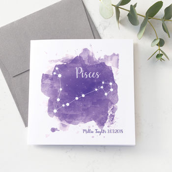 Personalised Pisces Star Sign Card, 3 of 4
