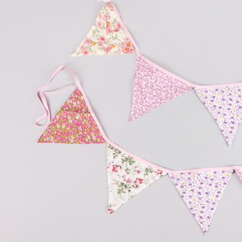 G Decor Elegant Pink And White Floral Cloth Bunting, 4 of 7