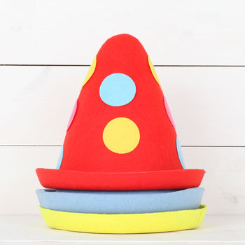 Felt Clown Oversized Party Hat By red 