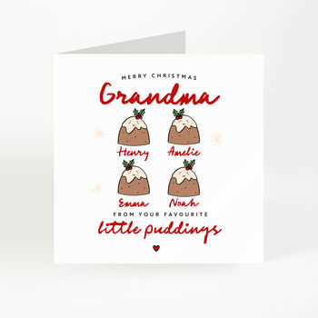 Personalised Christmas Card For Grandma Little Pudding Design, 4 of 7