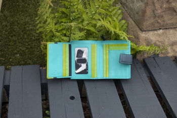 Personalised Mutlicolour Turquoise Small Leather Purse, 5 of 11