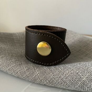 Set Of Four Dark Brown Leather Napkin Rings, 3 of 5