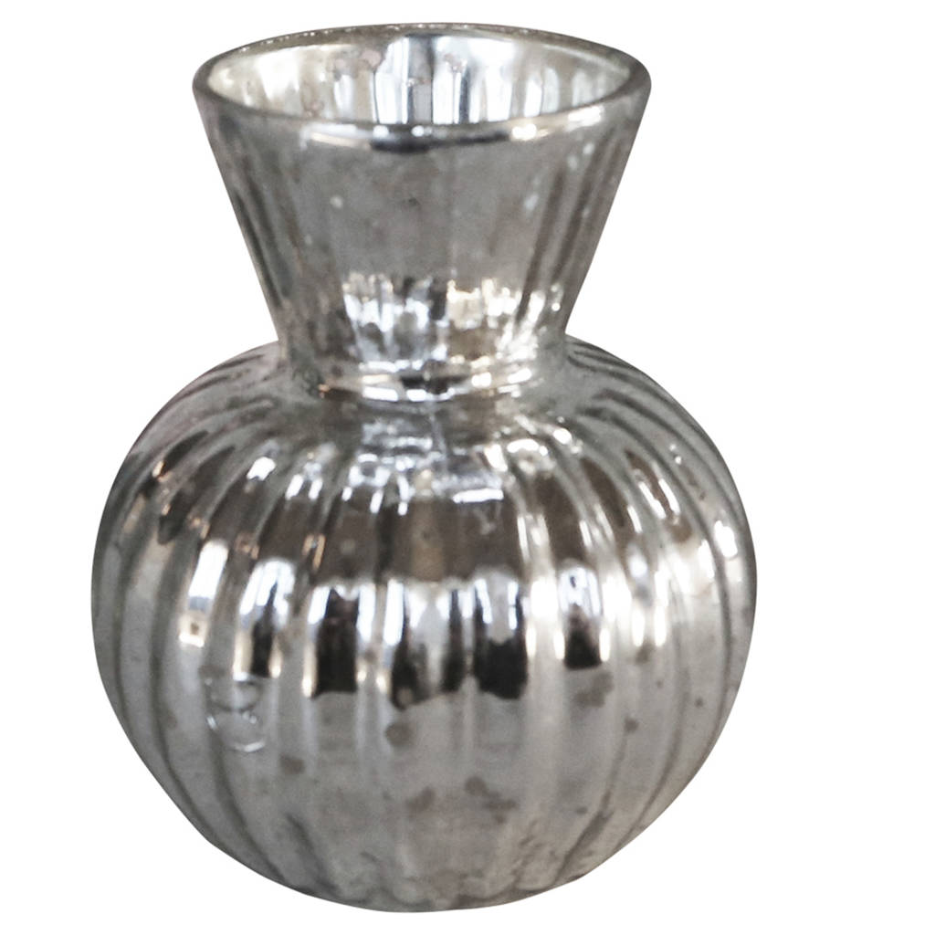 Round Mercury Silver  Bud Vase  By The Wedding Of My Dreams 