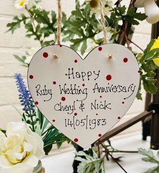 Personalised Ruby Wedding Anniversary Gift Heart, 3 of 4