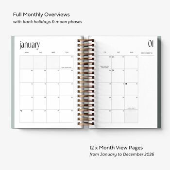 2026 A5 Spiral Diary In Sage Green, Week To View, 8 of 10