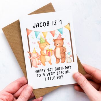 Personalised Woodland Birthday Age Card, 2 of 3