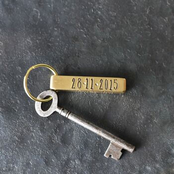 Personalised 21st Anniversary Brass Bar Keyring, 6 of 9