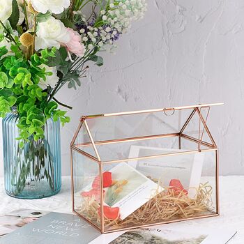 Rose Gold Glass Geometric Plant Terrarium With Lid, 2 of 7