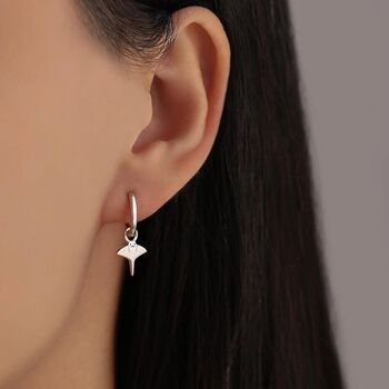 Kawaii Manta Ray Huggie Hoop Earrings In Sterling Silver, 7 of 11