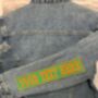 Large 29cm Straight One Line Rectangle Personalised Text Embroidered Fabric Iron On Patch, thumbnail 2 of 6