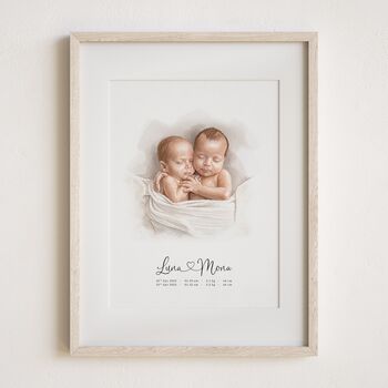 Baby Shower Gift – Personalised First Birthday Hand Drawn Baby Portrait, 8 of 9
