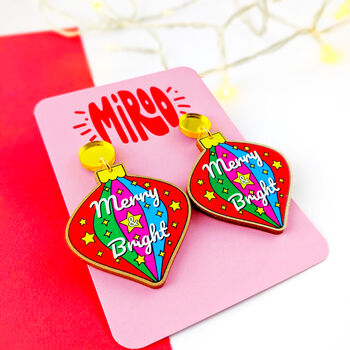 'Merry And Bright' Colourful Christmas Earrings, 5 of 6