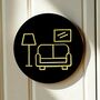 Living Room Door Sign In Matte Black Acrylic With Raised Sofa Design, thumbnail 1 of 2