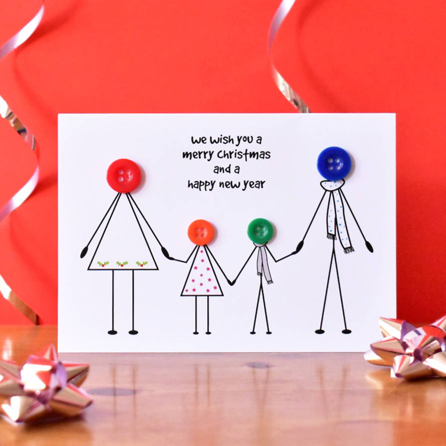 Family Christmas Button Card By Mrs L Cards | notonthehighstreet.com