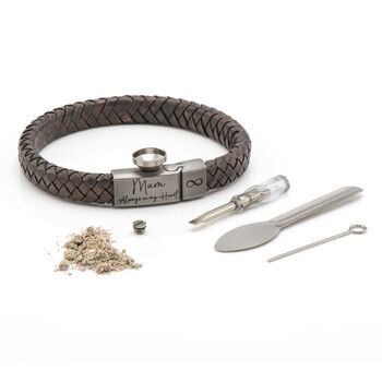 Personalised Men's Memorial Bracelet: Engraved Pendant With Ashes Keepsake Sympathy Gift, 7 of 10