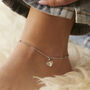Ridged Heart Anklet For Love In Silver Or Gold Vermeil, thumbnail 1 of 5
