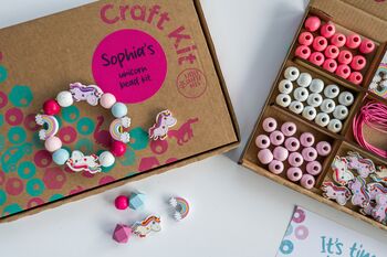 Personalised Unicorn Rainbow Wooden Bead Making Kit, 8 of 9