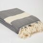 Xl Dark Grey Cotton Throw / Bedspread, thumbnail 1 of 2