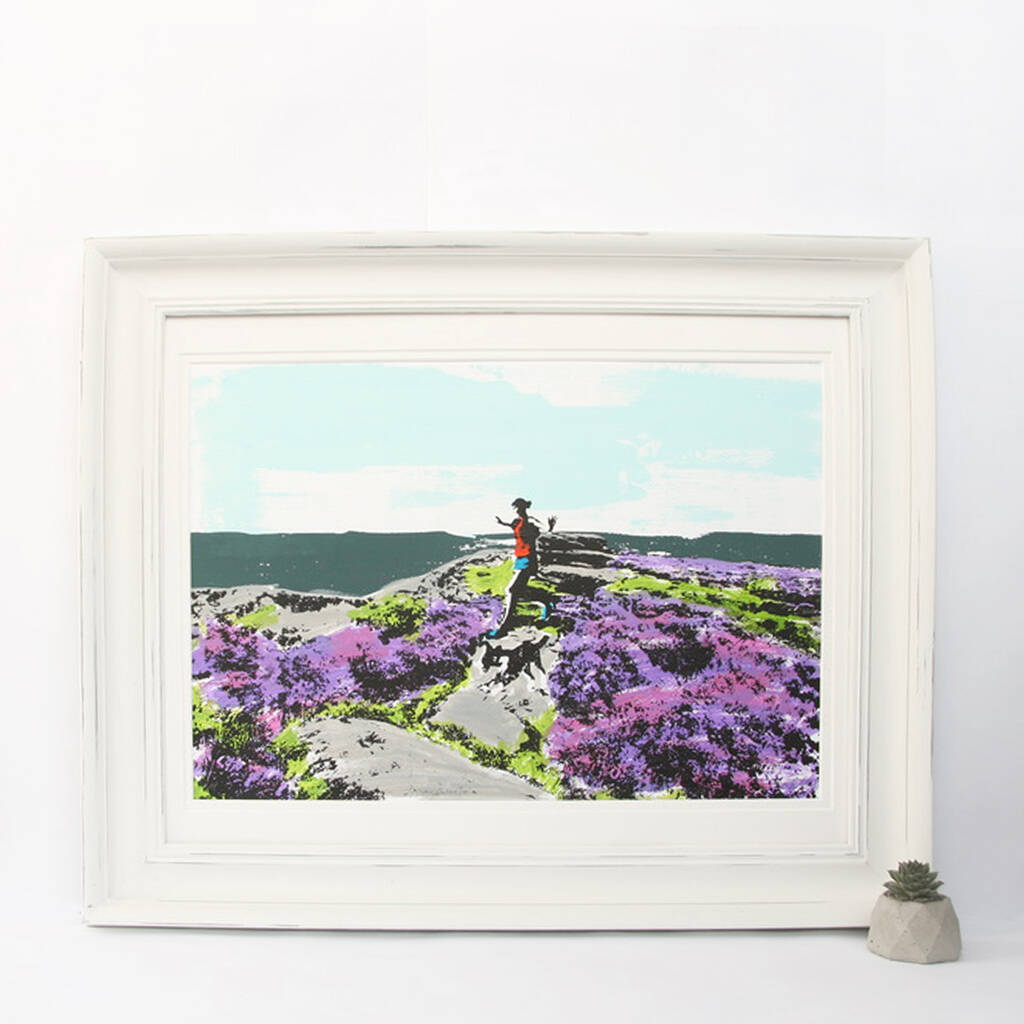 Over Owler Tor Screen Print Trail Running Dog Heather, 1 of 2