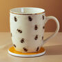 G Decor Bee Happy Gold Ceramic Tea Coffee Mug Gift Set, thumbnail 2 of 5