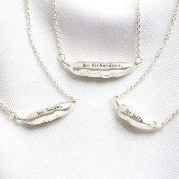 Personalised Sterling Silver Peas In A Pod Necklace, 2 of 9